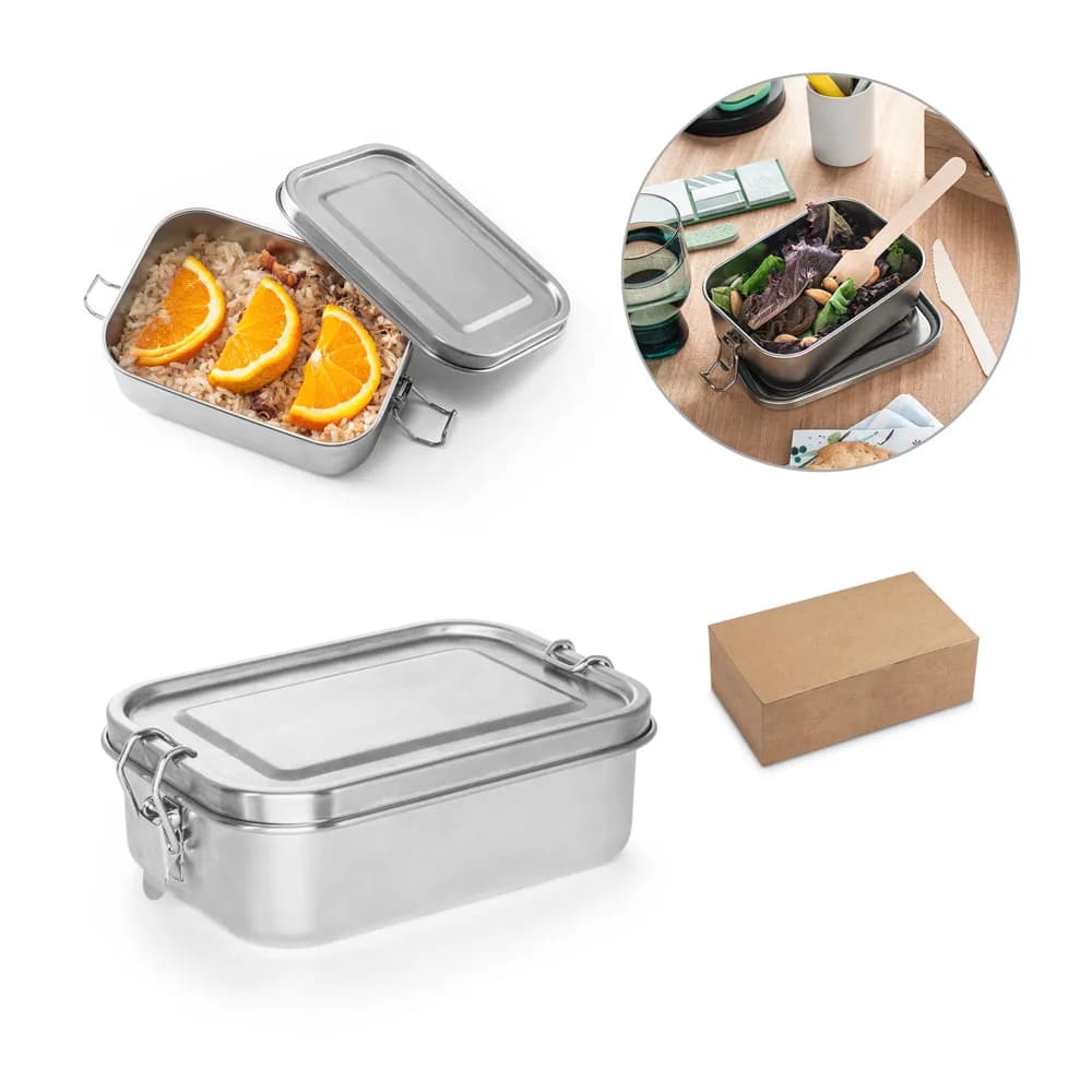 Lunchbox. Robuste luftdichte Box aus (90% recyceltem) 750 mL - ALLSPICE - Satinsilber