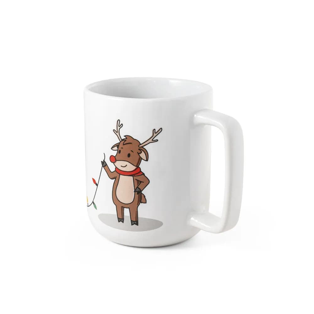 Becher mit Weihnachtsdruck 330 ml - REINDEER - Weiß