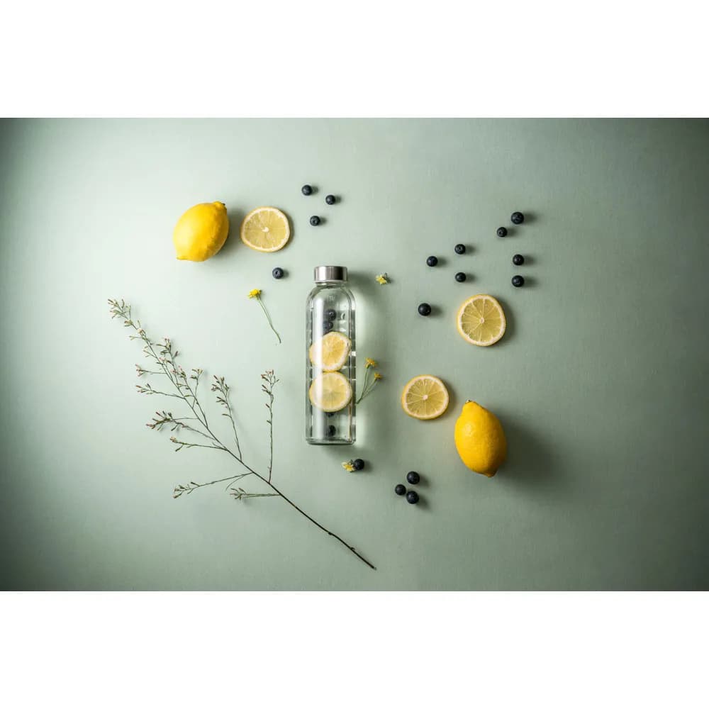 Glasflasche sublimations und Edelstahlverschluss 500 ml - SOLER - Transparent