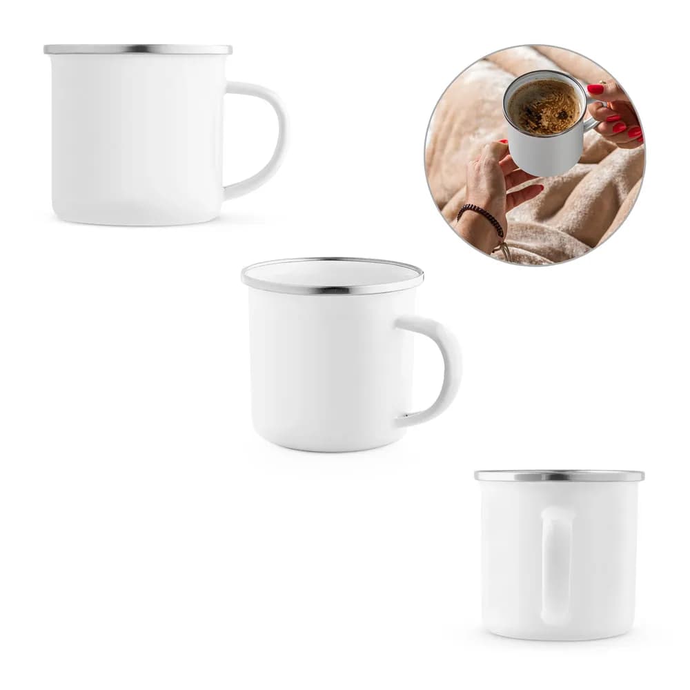 Tasse (350 mL) aus Emaille geeignet für Sublimation - GOTZE SUB - Weiß