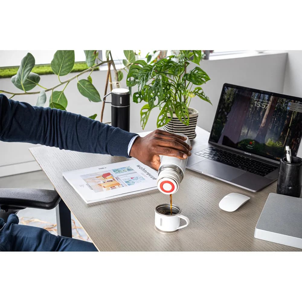 Doppelwandige Edelstahlflasche (90% recycelt) mit matter Oberfläche 490 ml - COMANECI - Schwarz