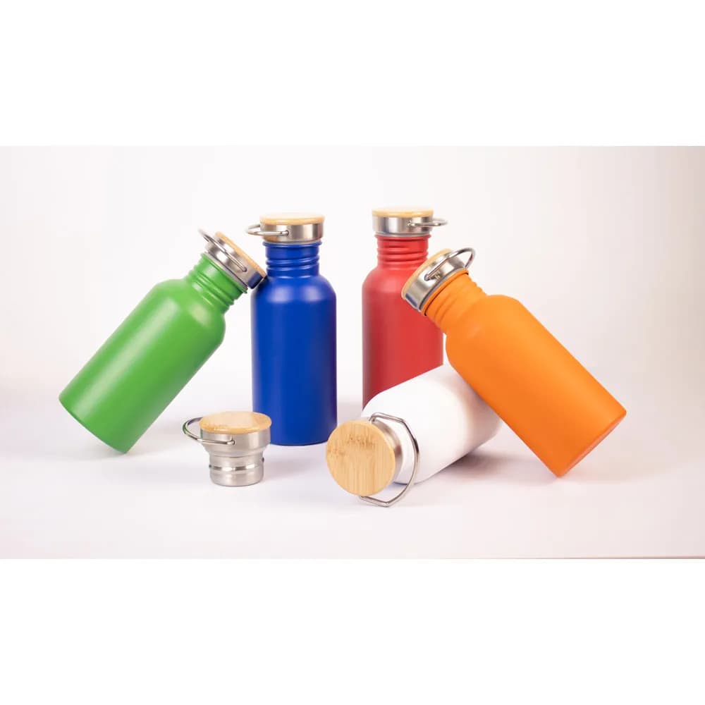 Edelstahlflasche (90 % recycelt) mit einwandiger Ausführung - EWING - Schwarz