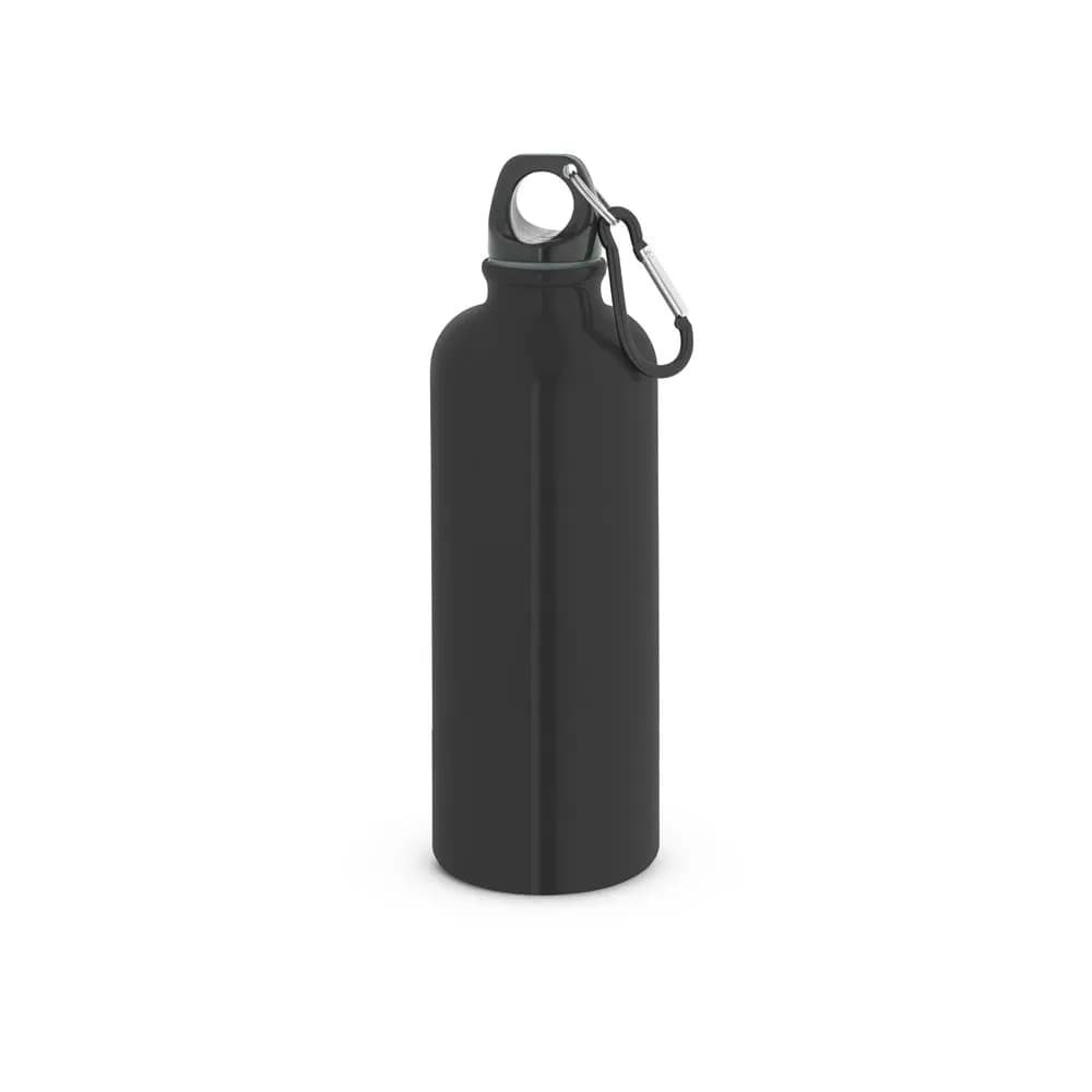 Edelstahlflasche mit einwandiger Ausführung und Karabiner, 550 ml - KELCE - Schwarz
