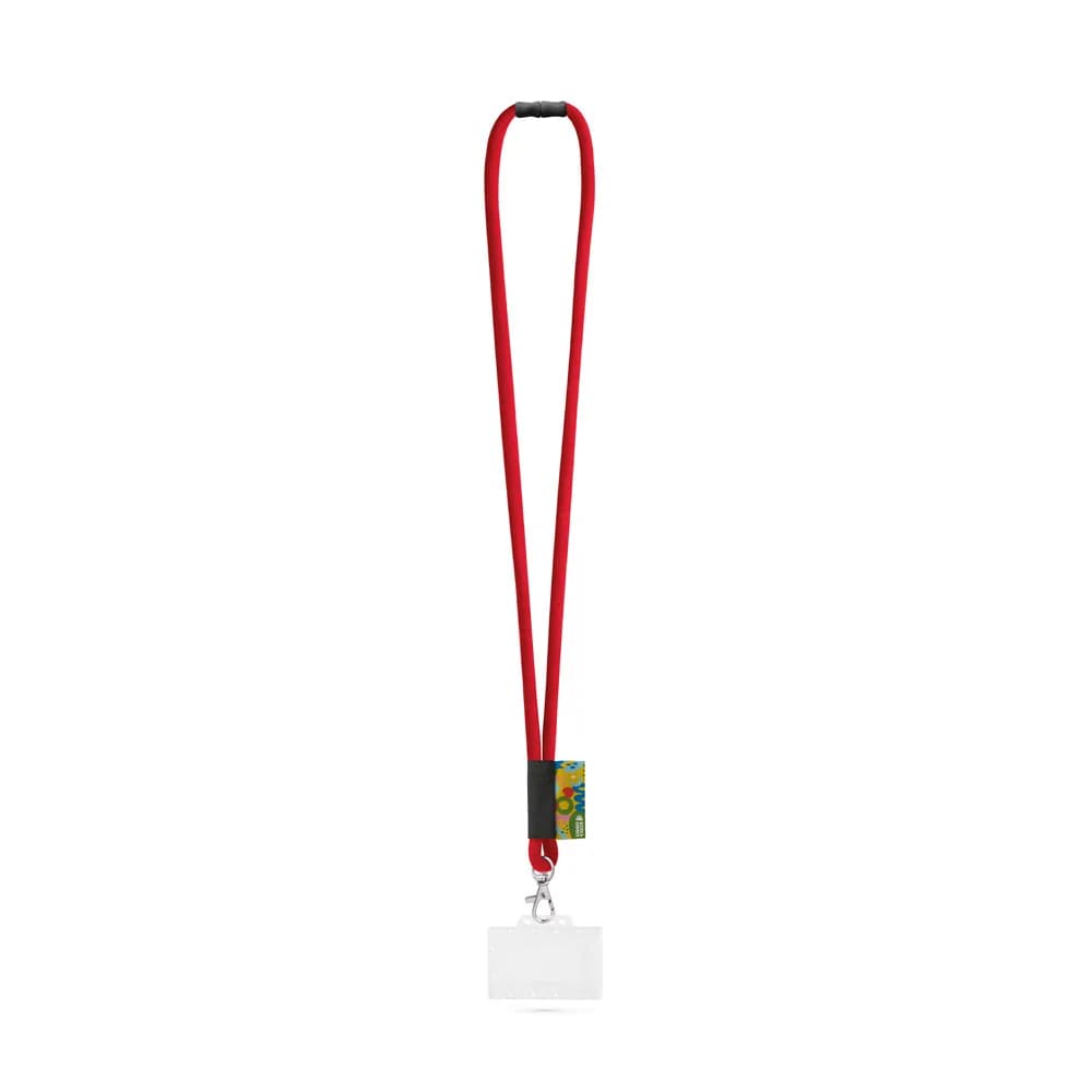 SET Lanyard Tube Long (Ø 7 mm) mit 9 mm Auslösekarabiner, Ø 7 mm Sicherheitsverschluss und 91 x 68 mm starrem Ausweis-/Kartenhalter - WATFORD - 302 - Rot