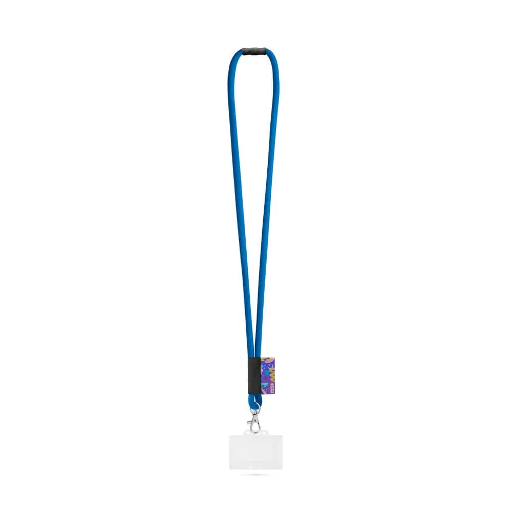 SET Lanyard Tube Long (Ø 7 mm) mit 9 mm Auslösekarabiner, Ø 7 mm Sicherheitsverschluss und 91 x 68 mm starrem Ausweis-/Kartenhalter - WATFORD - 303 - Blau