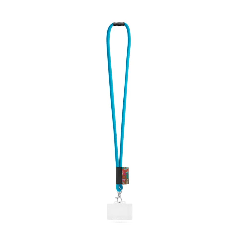 SET Lanyard Tube Long (Ø 7 mm) mit 9 mm Auslösekarabiner, Ø 7 mm Sicherheitsverschluss und 91 x 68 mm starrem Ausweis-/Kartenhalter - WATFORD - 304 - Hellblau