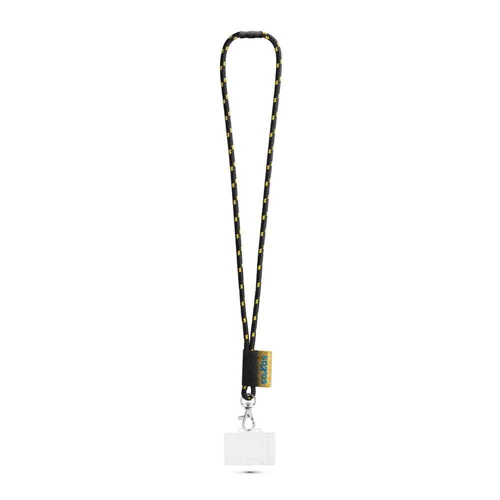 SET Lanyard NAUTIC Long (Ø 7 mm) mit 9 mm Auslösekarabiner, Ø 7 mm Sicherheitsverschluss und 91 x 68 mm starrem Ausweis-/Kartenhalter - BRIDPORT - 300 - Schwarz