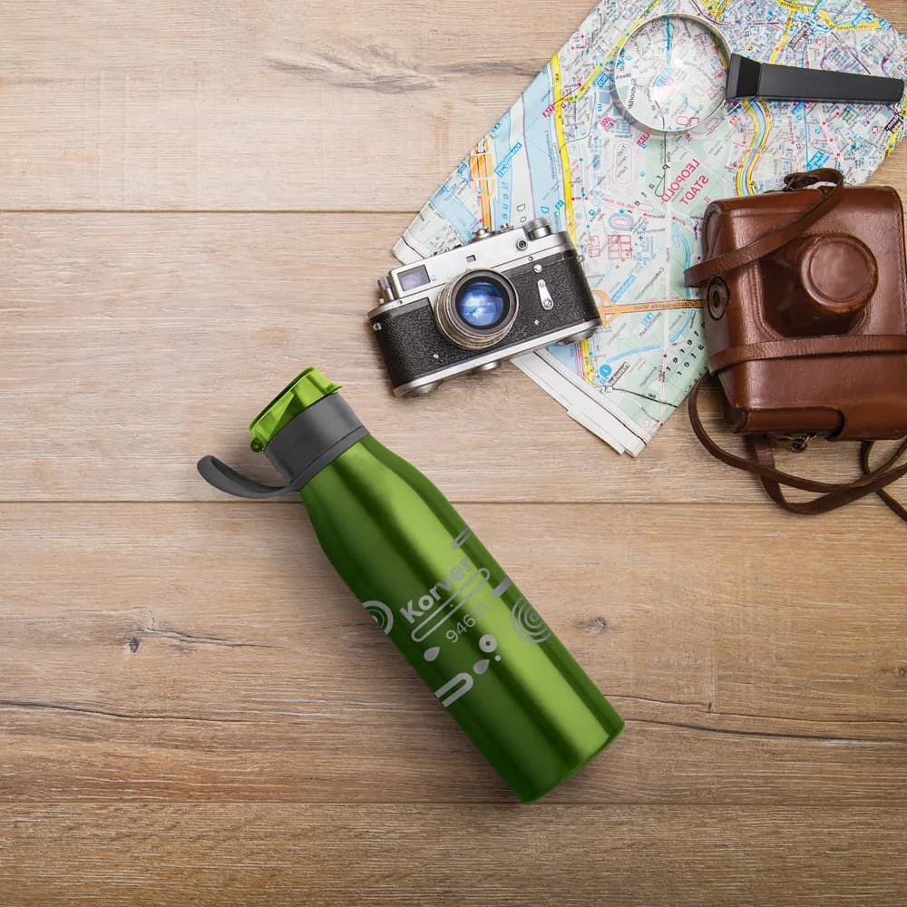 Sportflasche aus Aluminium 650 mL - KORVER - Schwarz