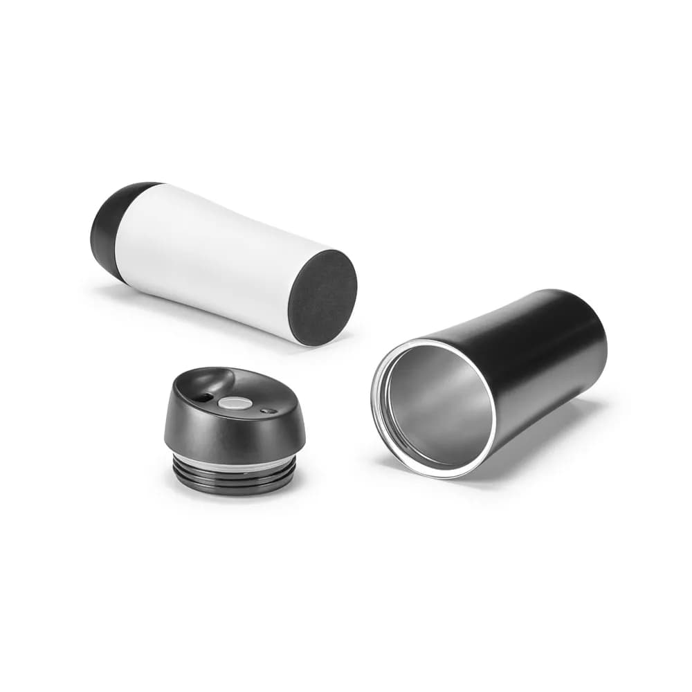 Reisebecher aus Edelstahl und PP, 470 ml - MONARDA - Schwarz