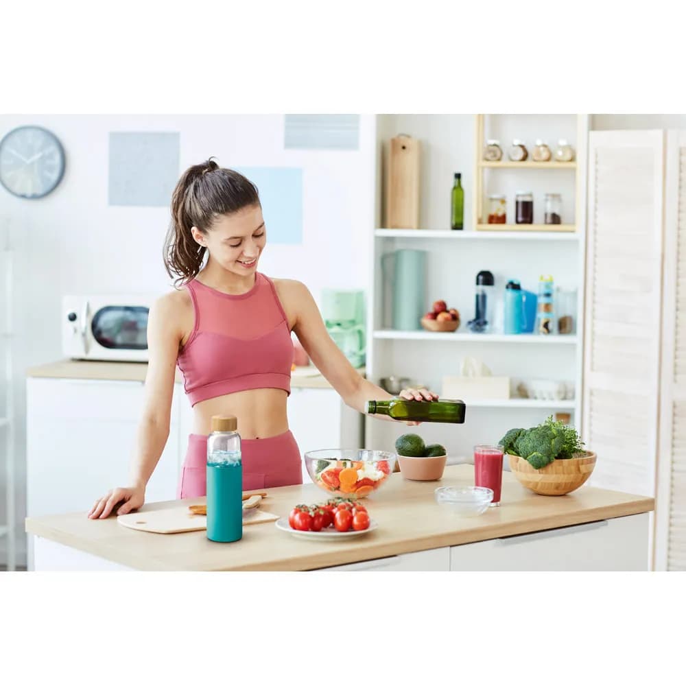 Flasche aus Bambus und Borosilikatglas 600 ml - DAKAR - Schwarz