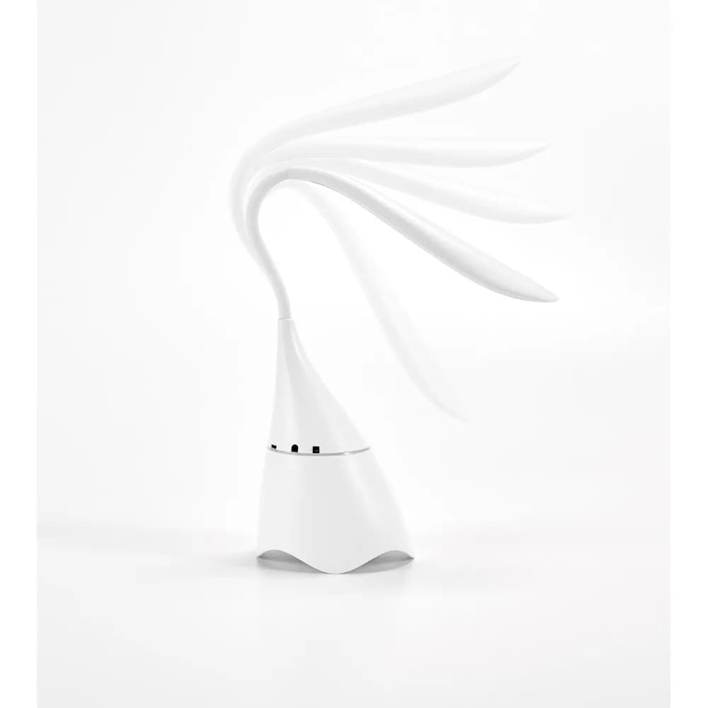 Tragbare Schreibtischlampe mit Lautsprecher und 5 Stunden Akkulaufzeit aus Recyceltes ABS (100% rABS) - GRAHAME - Weiß