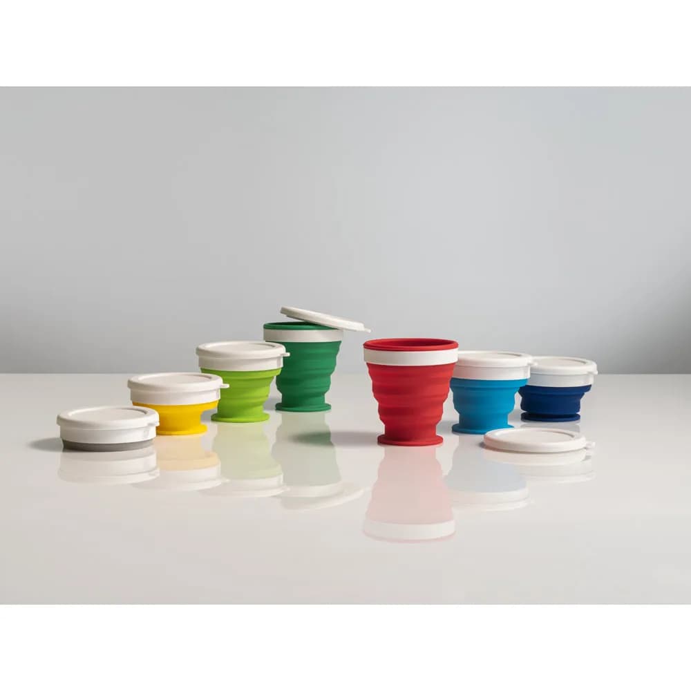 faltbarer Reisebecher aus Silikon und PP 250 ml - ASTRADA - Blau