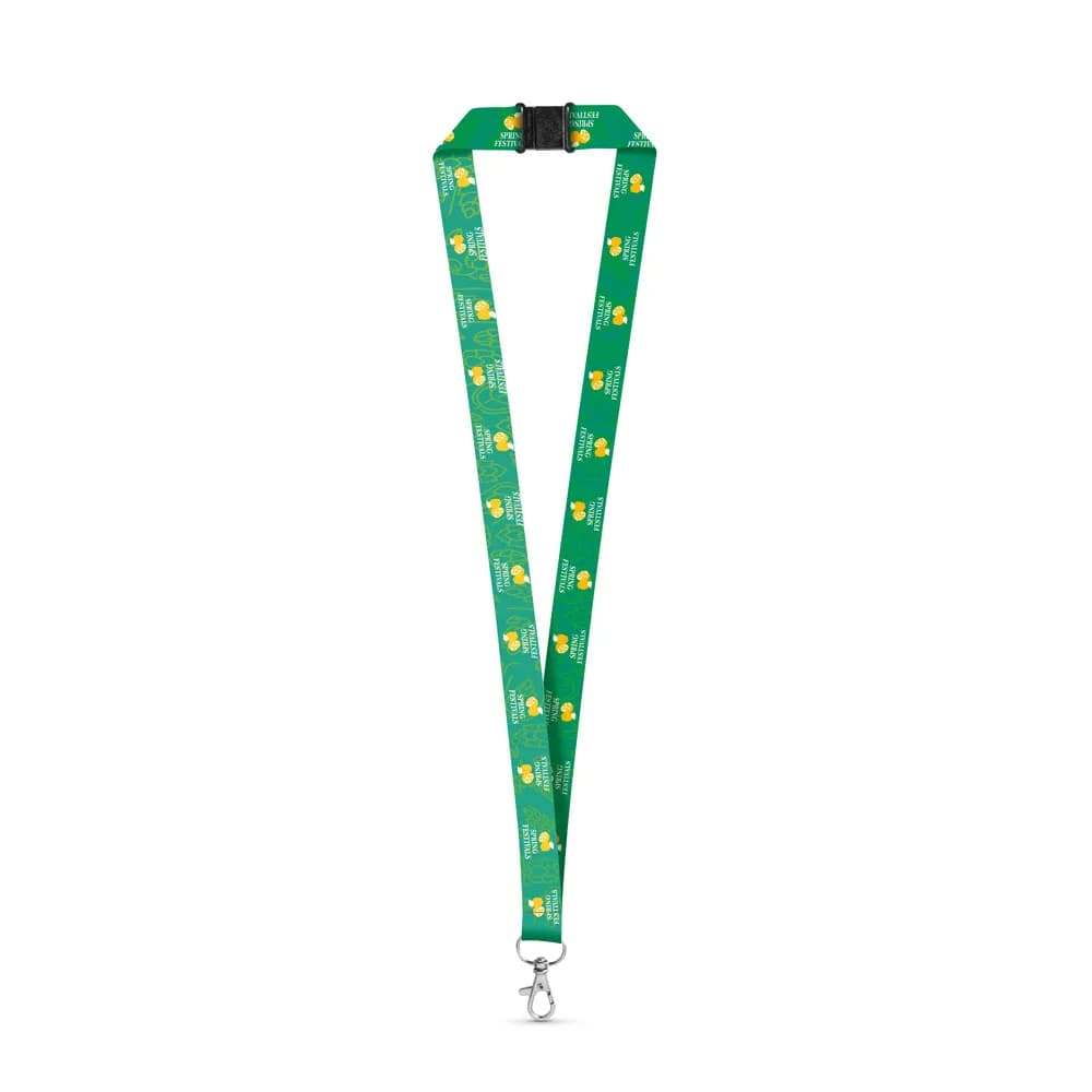 SET Lanyard SUBLIMATION Long II (20 mm) aus recyceltem Polyester (100% rPET) mit 20 mm Schnappkarabiner und Sicherheitsverschluss - DOVER - Weiß
