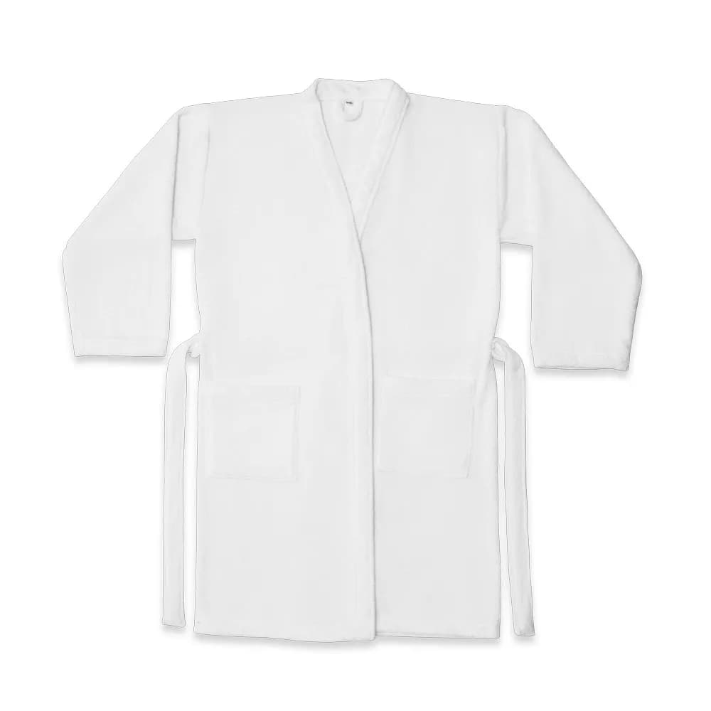 Bademantel (350 g/m²) aus Baumwolle (82%) und recycelter Baumwolle (18%) - RUFFALO LARGE - Weiß