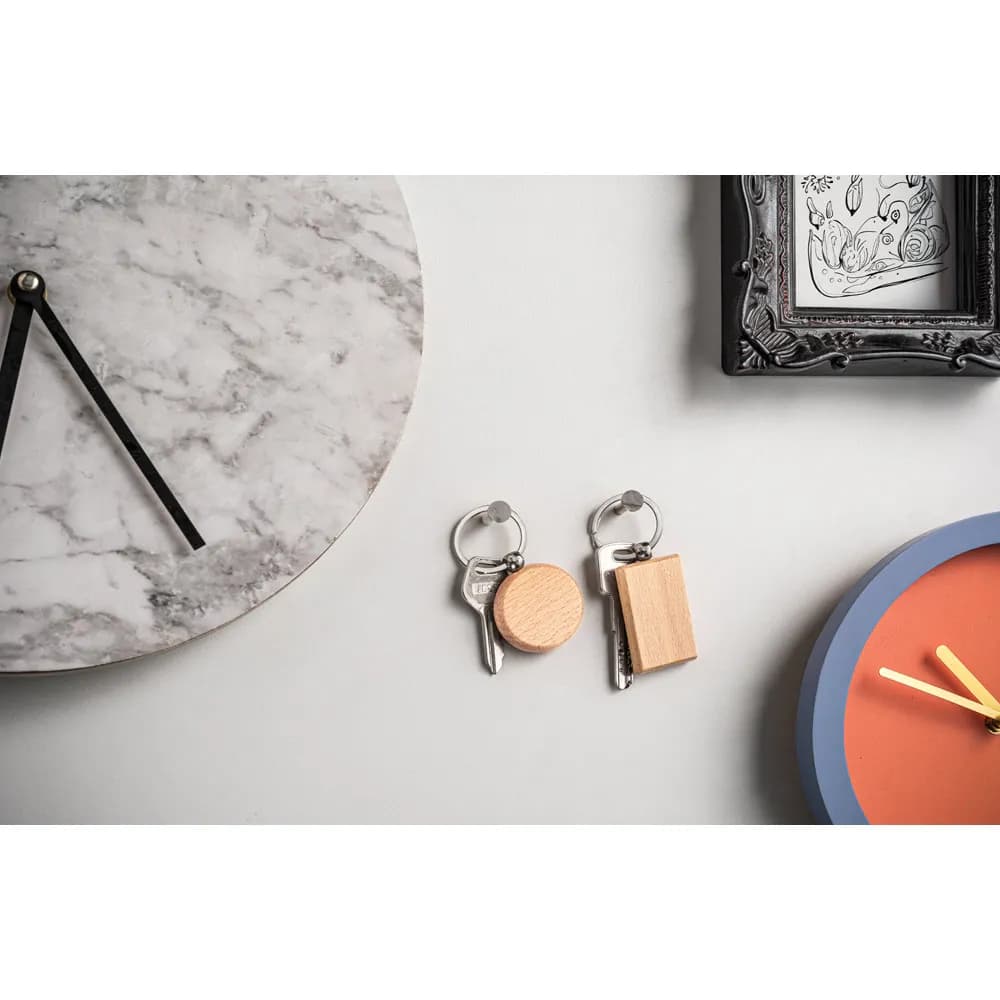 Rechteckiger Schlüsselanhänger aus Buchenholz - STEWIE - Natur