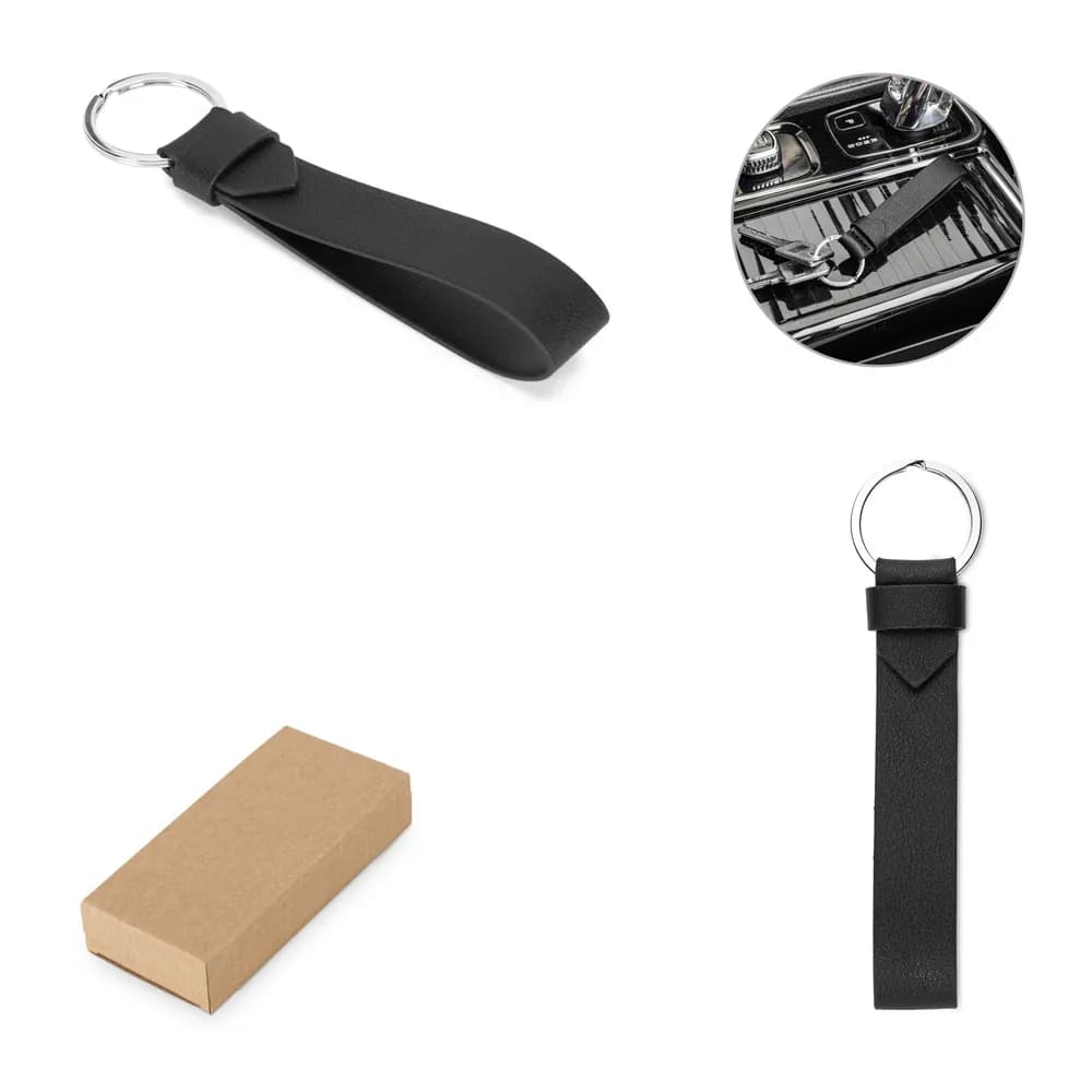 Schlüsselanhänger aus PU mit Ring - WATOE - Schwarz