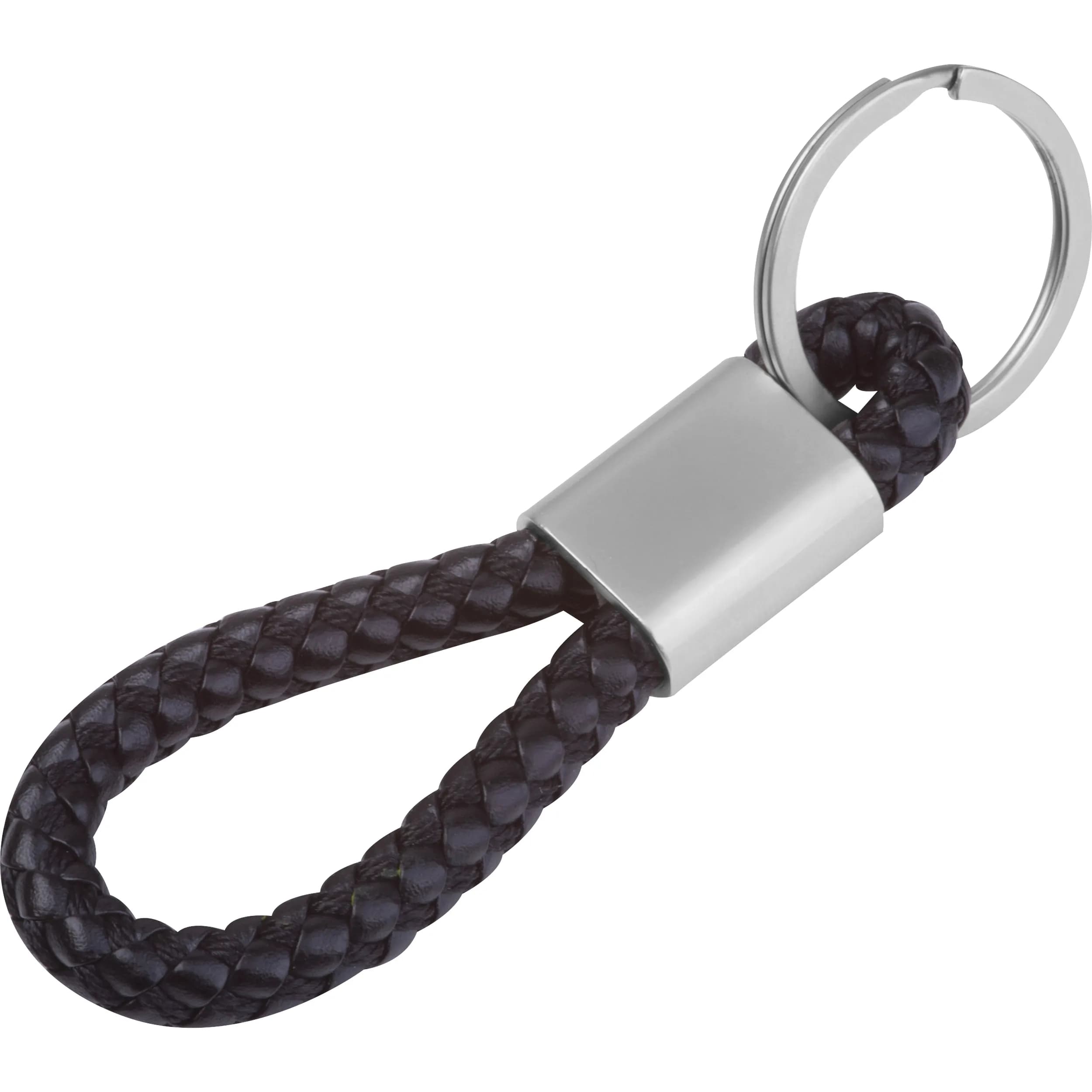 Metall-Schlüsselanhänger mit Kordel ERNEST - schwarz