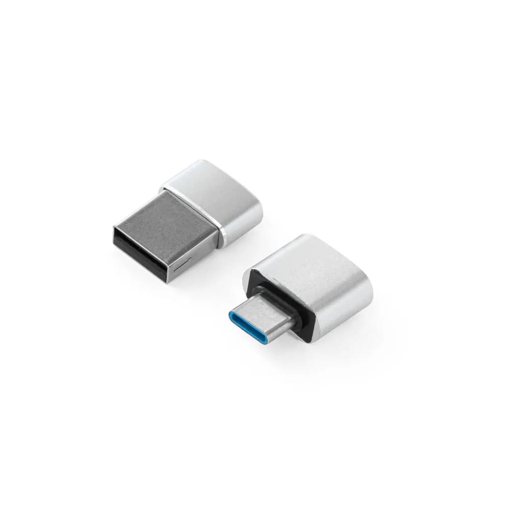 Set aus 2 Aluminium USB-A / USB-C Adaptern - MINSKY - Satinsilber