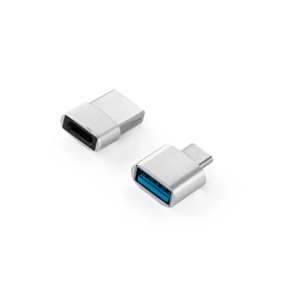 Set aus 2 Aluminium USB-A / USB-C Adaptern - MINSKY - Satinsilber