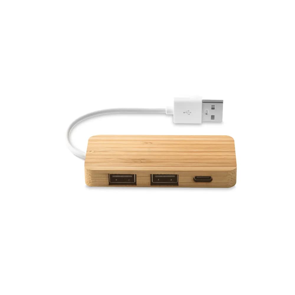 HUB mit 2 USB-A und 1 USB-C Anschluss aus Bambus - MOSER - Natur
