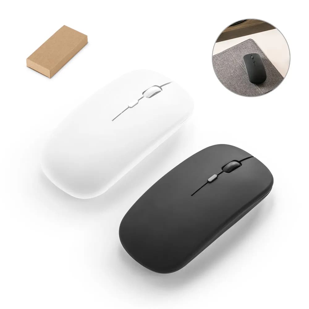 Wireless Maus mit 500mAh Akku aus recyceltes ABS (100% rABS) - KHAN - Schwarz