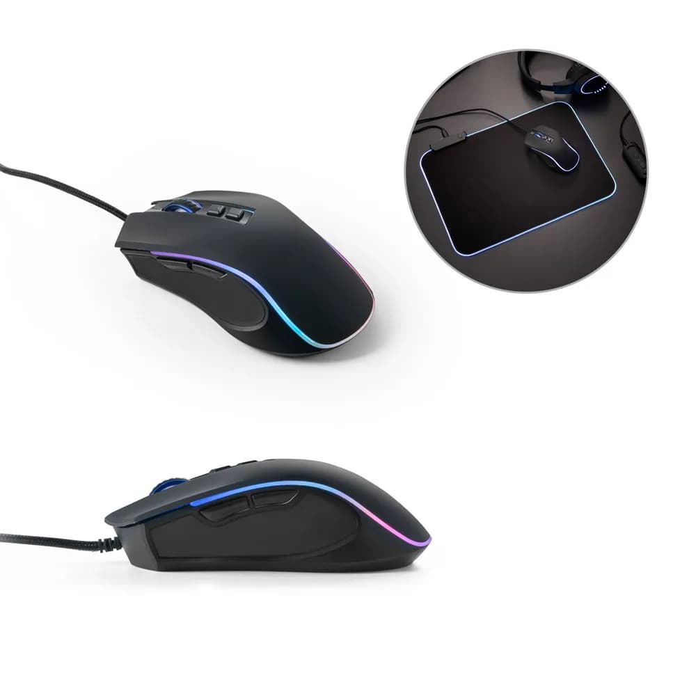 Gaming-Maus mit 1.5 m Kabel und RGB-LED-Leuchten aus ABS - THORNE MOUSE RGB - Schwarz