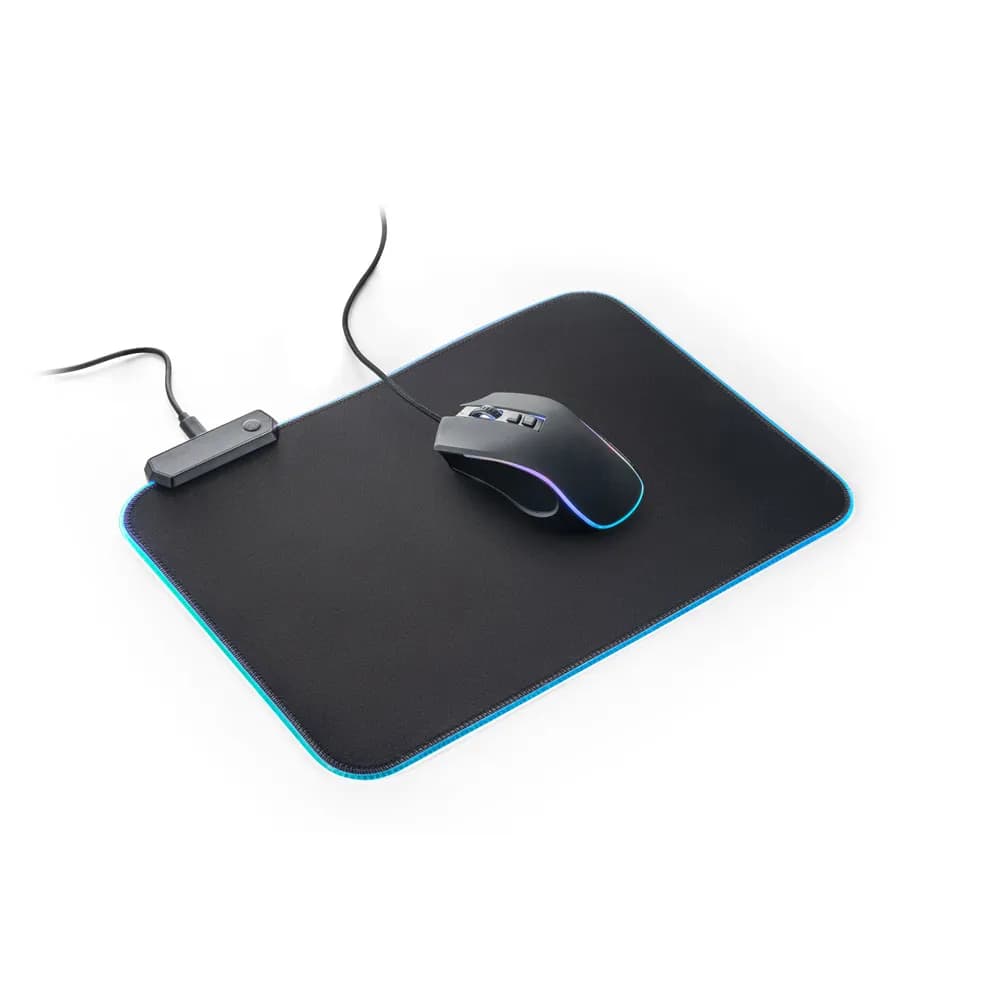 Gaming-Mauspad mit RGB-LED-Leuchten aus Polyester - THORNE MOUSEPAD RGB - Schwarz