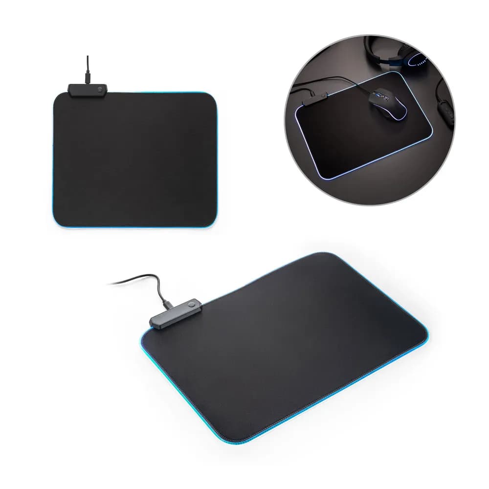 Gaming-Mauspad mit RGB-LED-Leuchten aus Polyester - THORNE MOUSEPAD RGB - Schwarz
