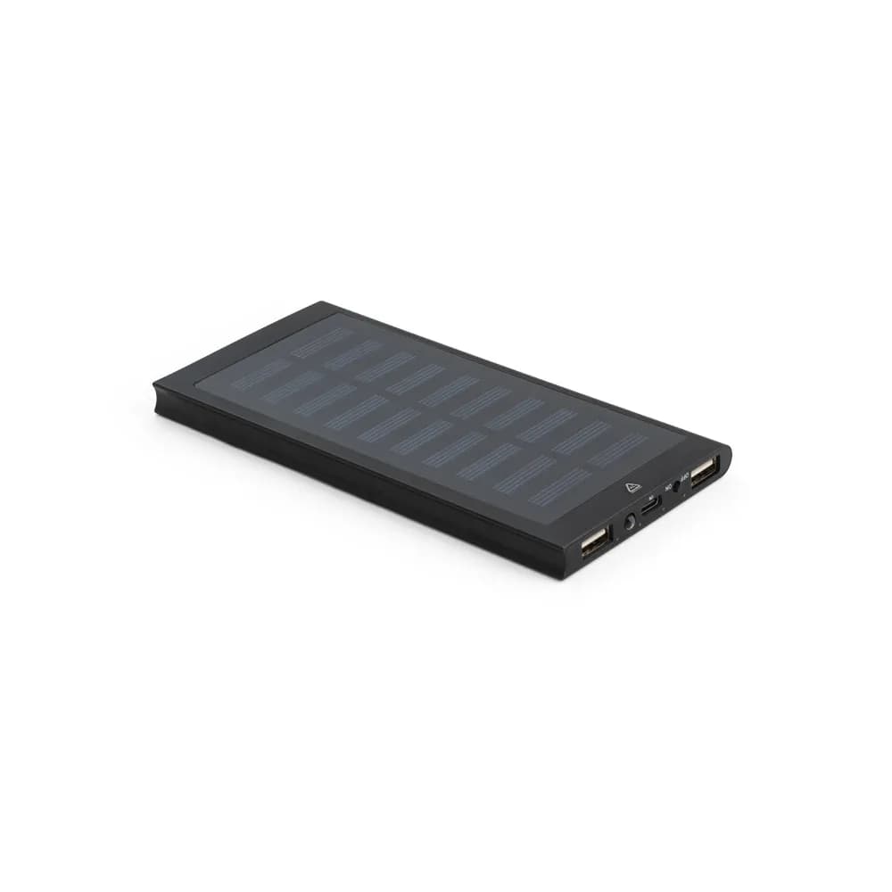 8000 mAh Powerbank mit Solarpanel aus 100% recyceltem Aluminium - CLERK - Schwarz