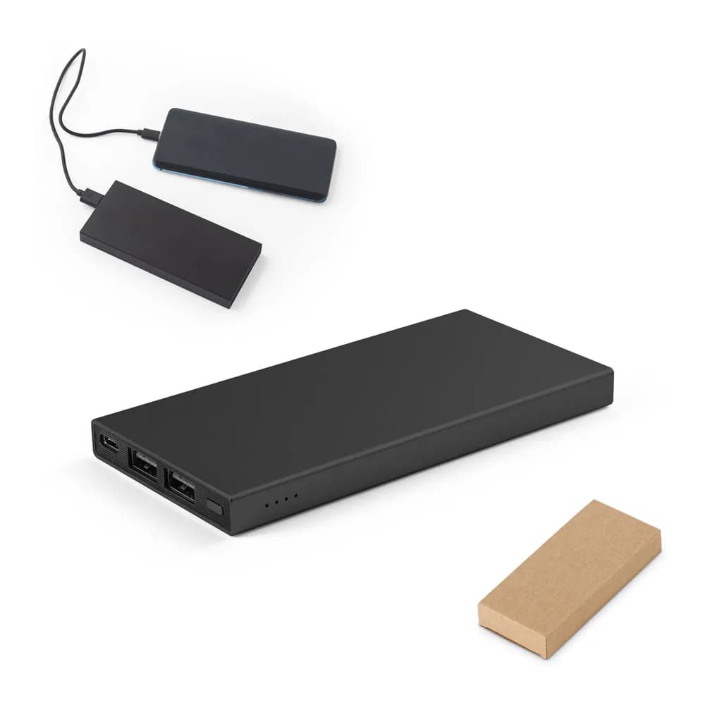 5000 mAh Powerbank aus Recyceltes Aluminium (100 % rAL) - DOROTHY 5 - Schwarz