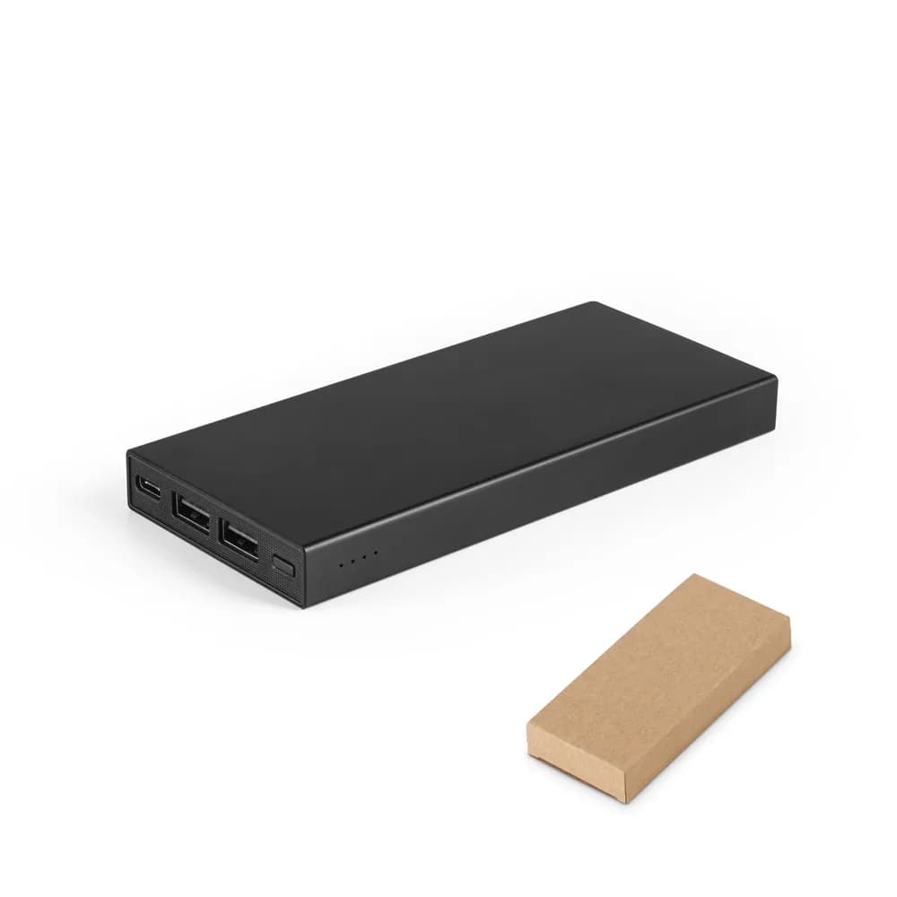 Powerbank 10000 mAh aus Recyceltes aluminium (100 % rAL) - DOROTHY 10 - Schwarz