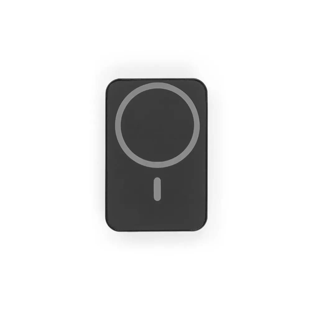 Magnetische Powerbank mit 5000 mAh und superschnellem kabellosem Ladegerät (15 W) aus Recyceltes ABS (100% rABS) - AMPERE 5 - Schwarz