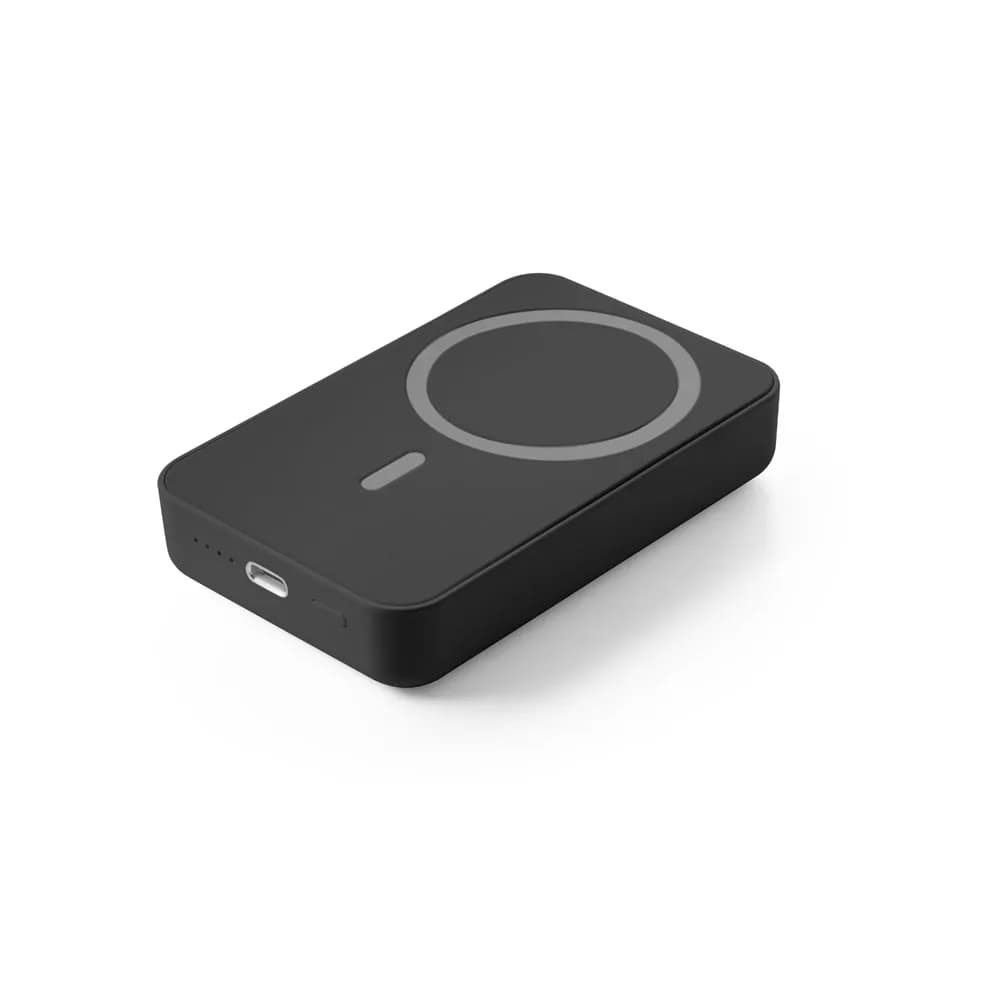 Magnetische Powerbank mit 10000 mAh und superschnellem kabellosem Ladegerät (15 W) aus Recyceltes ABS (100% rABS) - AMPERE 10 - Schwarz