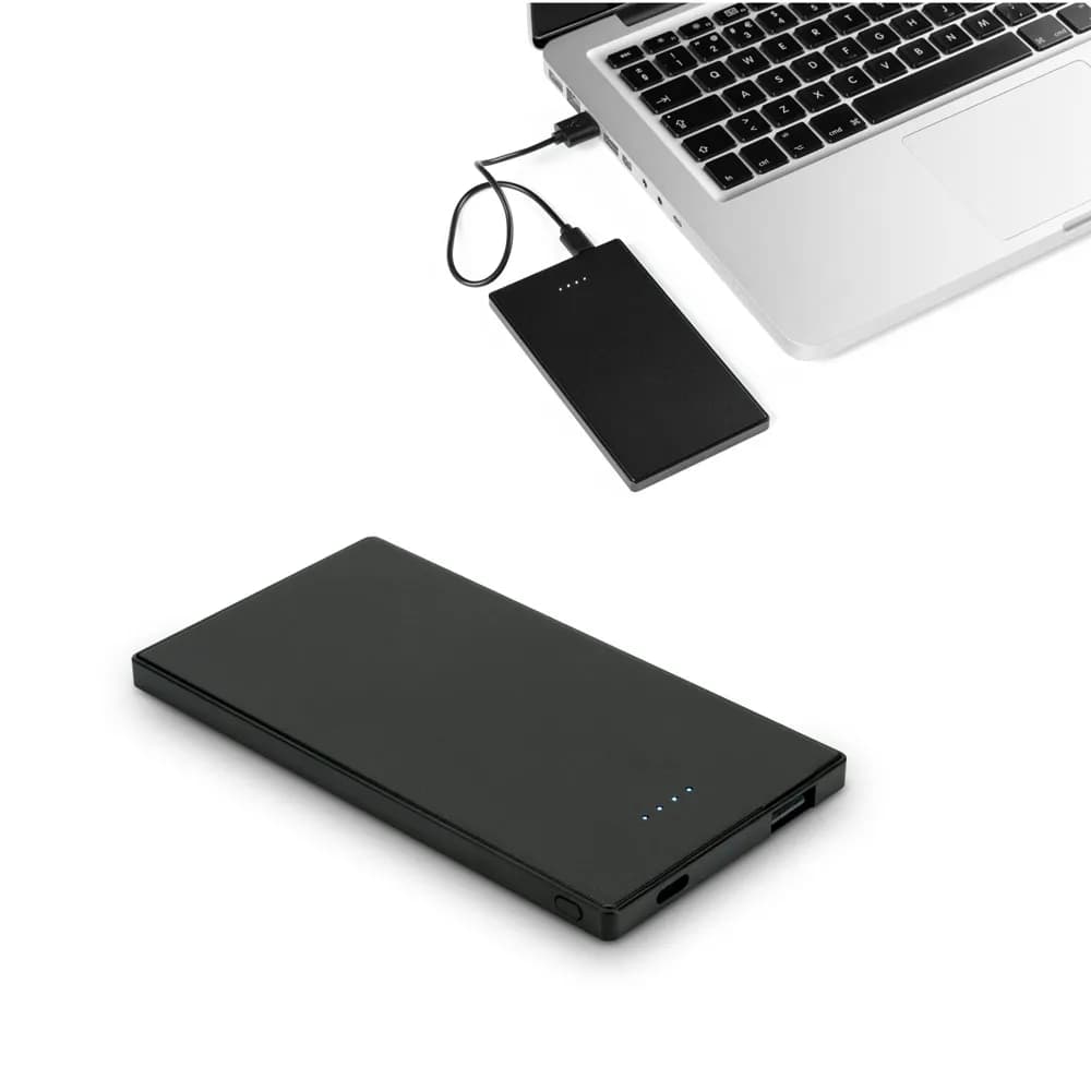 Powerbank Slim mit 5000 mAh aus Edelstahl - DENNING - Schwarz