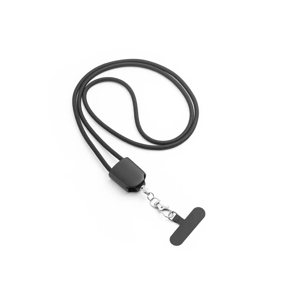 Lanyard mit Smartphone-Halterung, USB-C-Kabel und verschiedenen Adaptern aus recyceltem ABS und recyceltem TPE - ZEWAIL - Schwarz