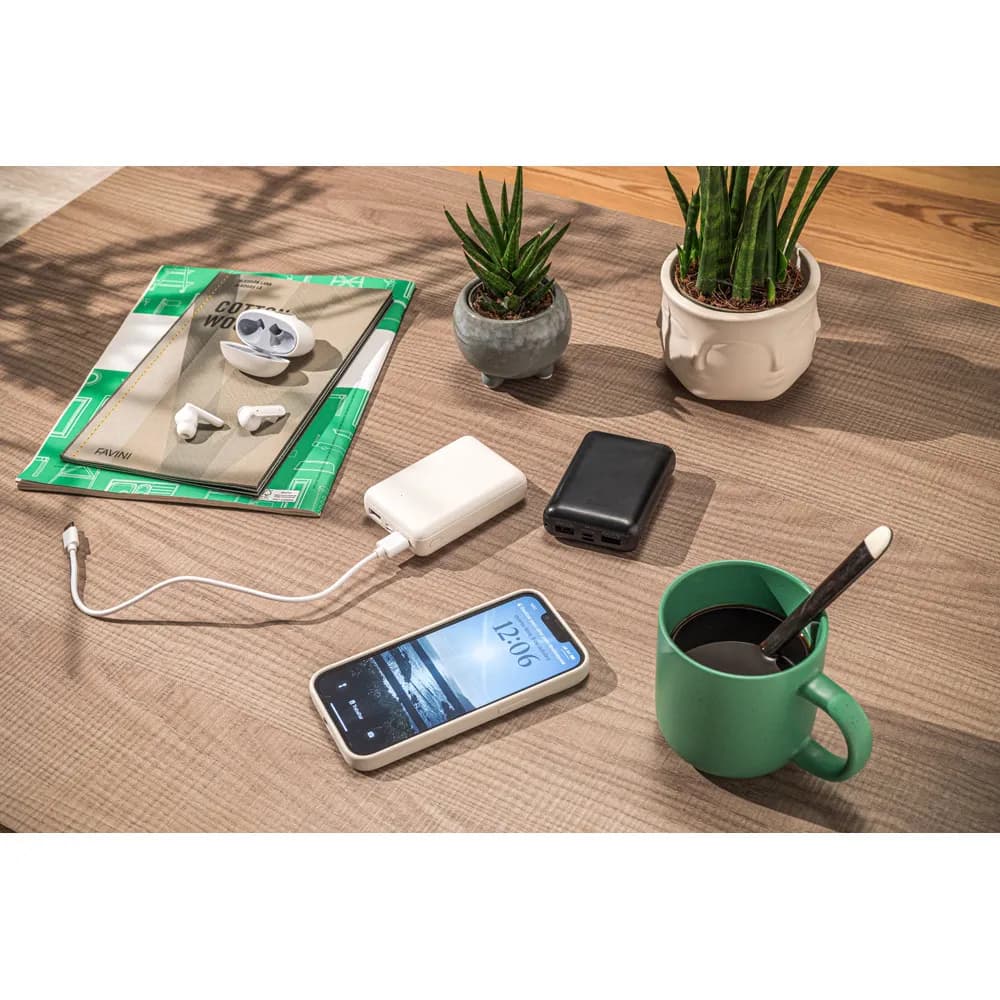 Powerbank 10000 mAh aus recyceltem ABS (100% rABS) - LEAKEY 10 - Schwarz