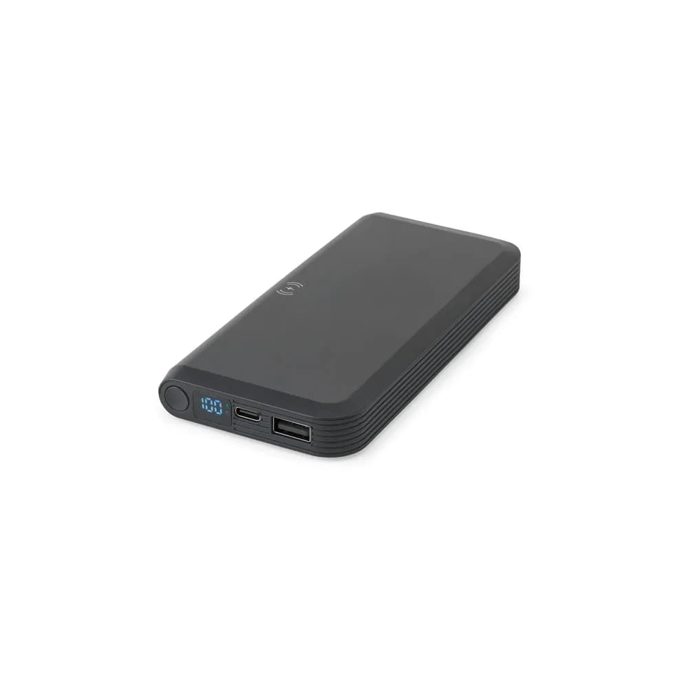 10000 mAh Powerbank aus recyceltem ABS (100% rABS) mit 15W superschnellem kabellosem Ladegerät - BECKER 10 - Schwarz