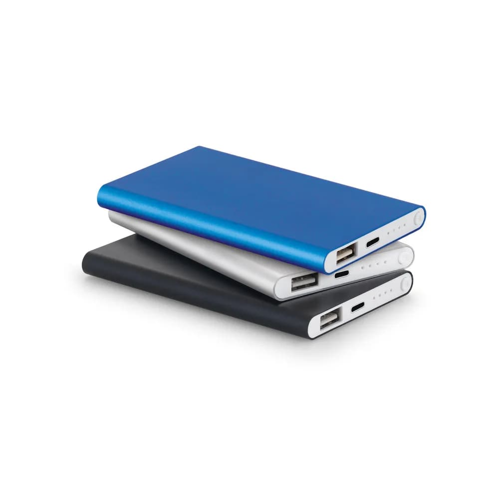 Powerbank Slim 4000 mAh aus 70 % recyceltes ABS (70% rABS) und 30 % recyceltes Aluminium (30% rAL) - MARCET - Schwarz