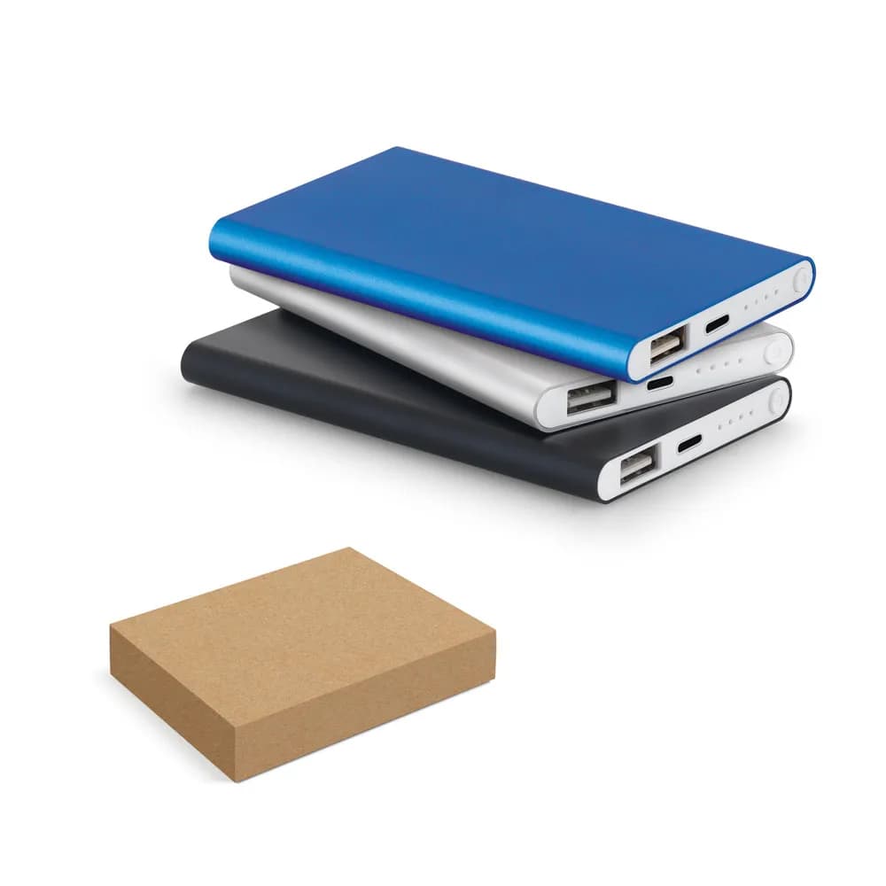 Powerbank Slim 4000 mAh aus 70 % recyceltes ABS (70% rABS) und 30 % recyceltes Aluminium (30% rAL) - MARCET - Schwarz