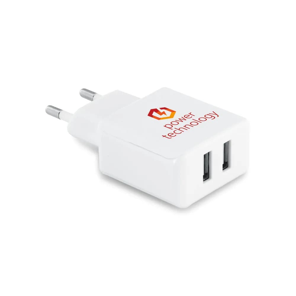 USB-Adapter aus ABS mit 2 Ausgängen - REDI - Weiß