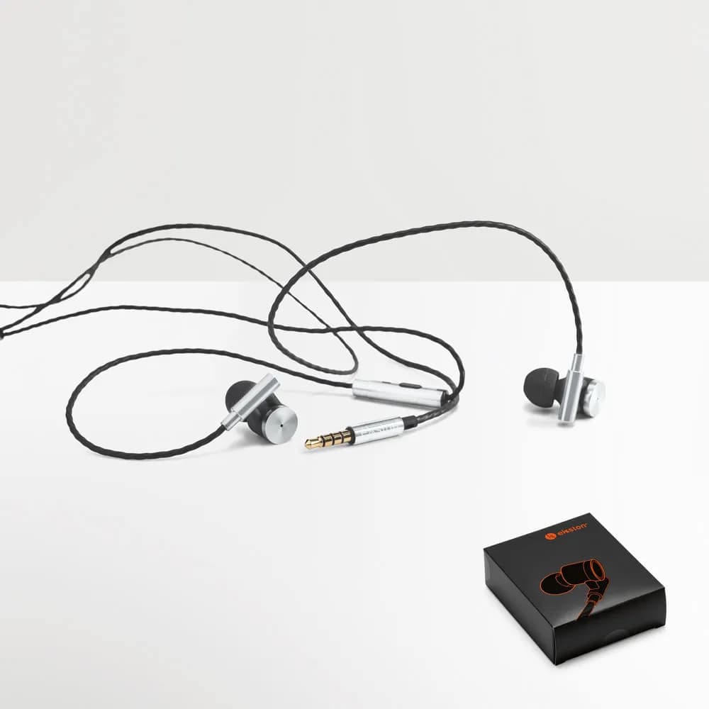 In-Ear Kopfhörer aus Metall und ABS mit Mikrofon - VIBRATION - Silber