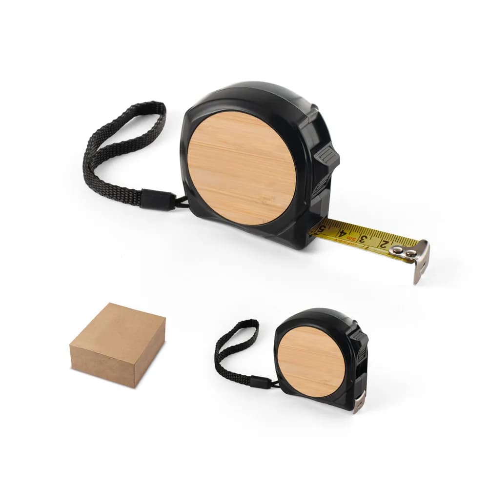 5 Meter Maßband aus recyceltes ABS (100% rABS) und Bambus - ODENSE V - Schwarz