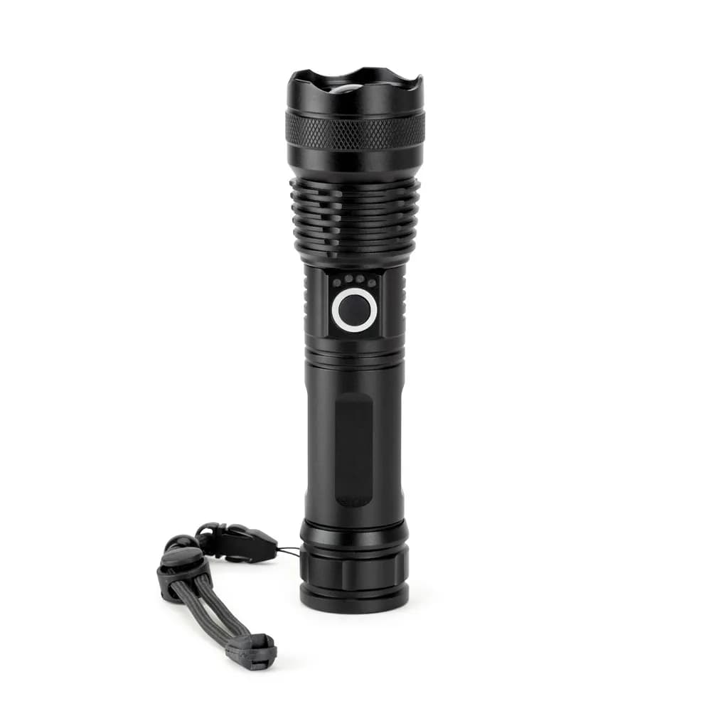 Recycled aluminium rechargeable torch (100% rAL) 10 W - YVIAN - Schwarz
