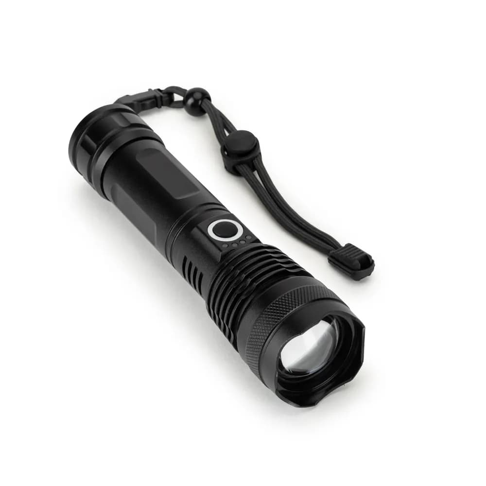Recycled aluminium rechargeable torch (100% rAL) 10 W - YVIAN - Schwarz