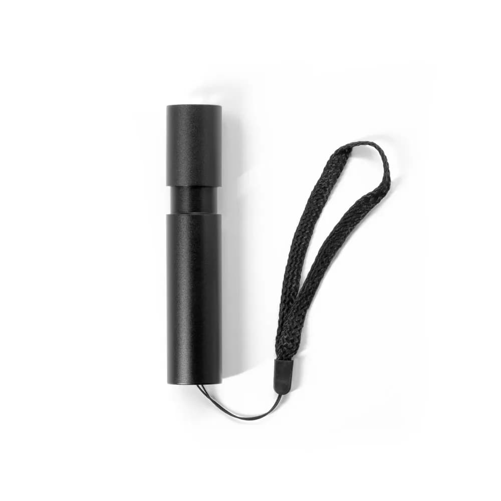 Wiederaufladbare Taschenlampe aus recyceltem Aluminium (100 % rAL) mit 30 mm ausziehbarer Spitze - BRUCE - Schwarz