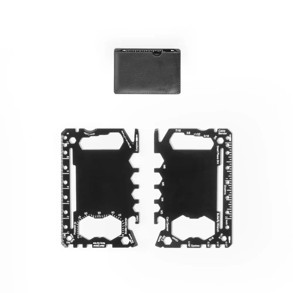 Multifunktionskarte aus Edelstahl mit 20 Funktionen - PEEBLES - Schwarz