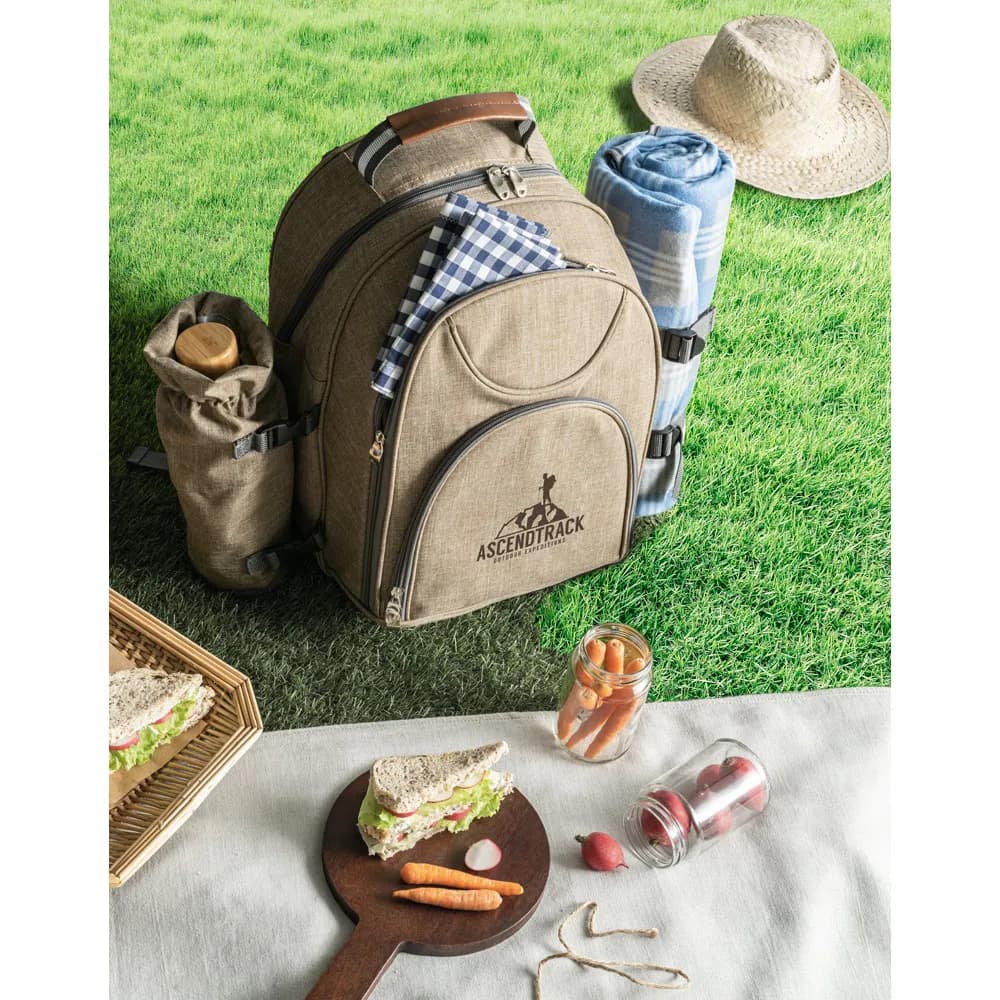Thermischer Picknick-Rucksack aus 600D, hochdichtem, recyceltem Polyester - VILLA - Hellbraun