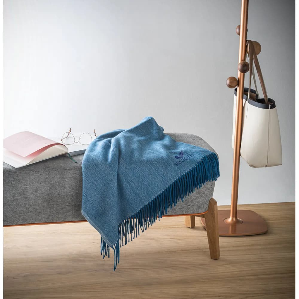 Decke aus 100% Acryl mit einem Band für Personalisierungskarte (270 g/m²) - SMOOTH - Blau