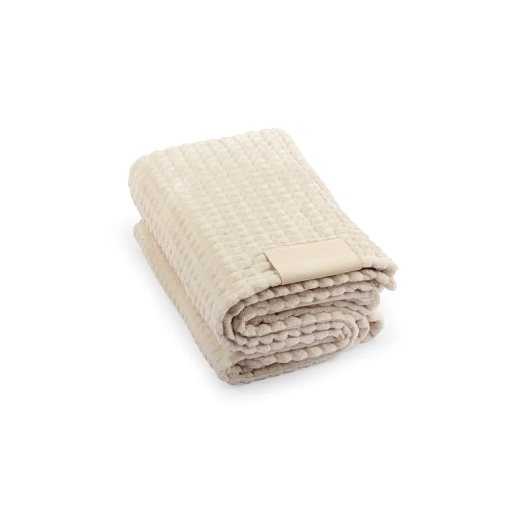 Decke aus recyceltem Polyester (100 % rPET) mit einem Aufnäher zur individuellen Veredelung - CELINE - Beige