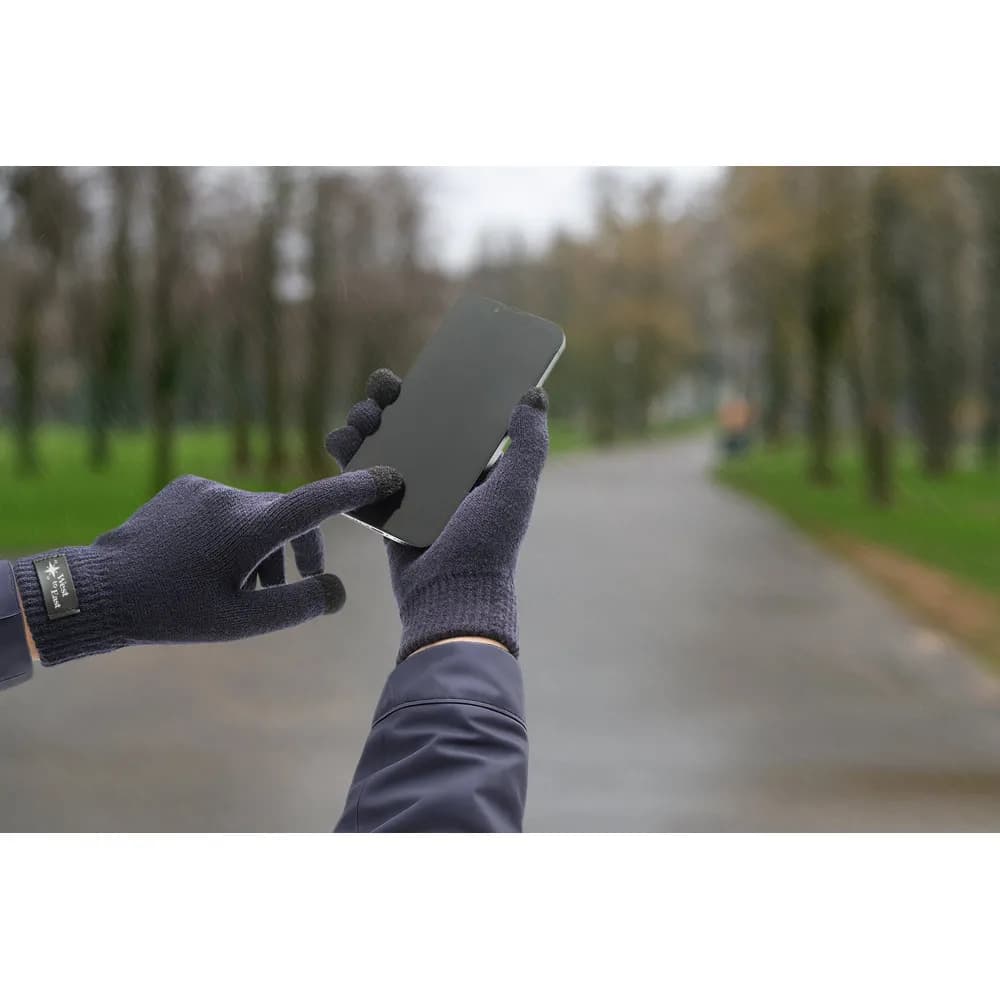 Handschuhe aus recyceltem Polyester (100% rPET), mit Tastspitzen - BURROW - Schwarz